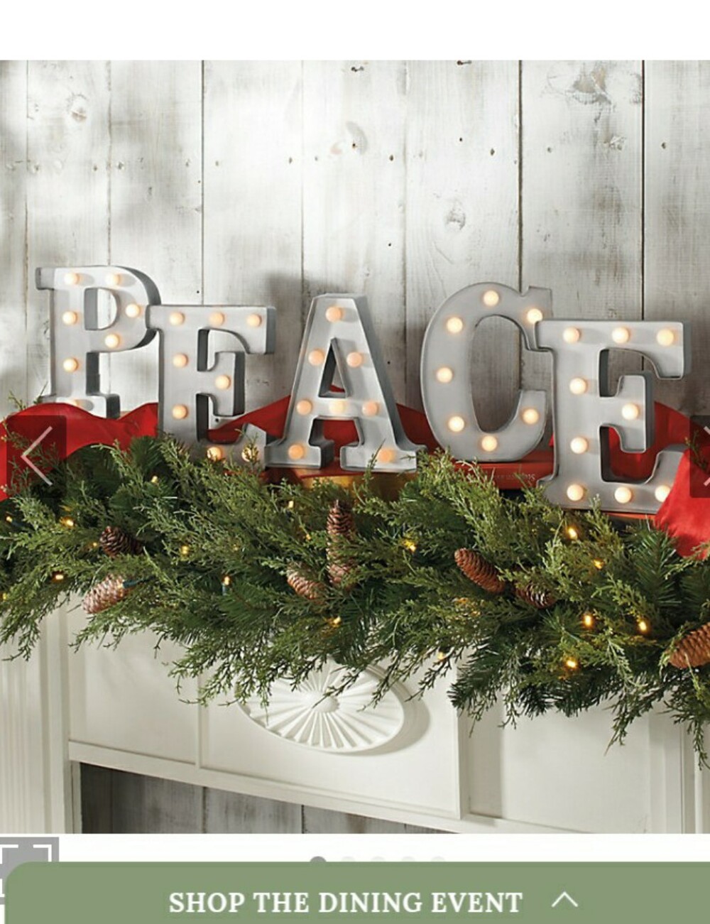 New GRANDINROAD 'PEACE' Marquee Holiday Sign LIGHTS